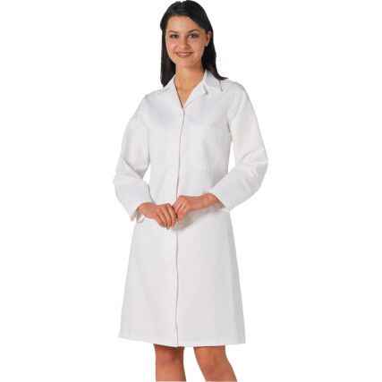 Food Coat, Reusable, Women, White, Cotton/Polyester, M