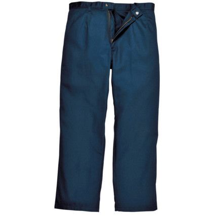 Flame Retardant Trousers, Men, Navy Blue, Cotton, Waist 36-38", Leg 31", Regular