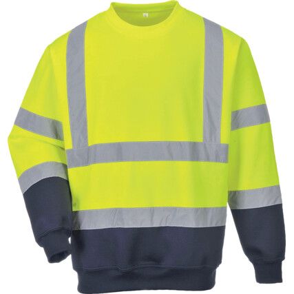 Hi-Vis Sweatshirt, Unisex, Yellow/Navy Blue, S