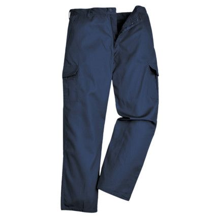 Combat Trousers, Men, Navy Blue, Poly-Cotton, Waist 32", Leg 29", Short