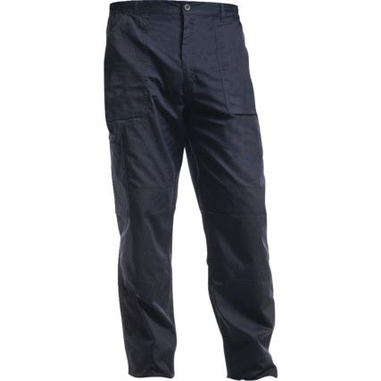 Action Trousers, Men, Navy Blue, Poly-Cotton, Waist 36", Leg 29", Short