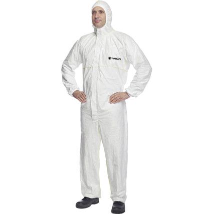 Chemical Protective Coveralls, Disposable, Type 5/6, White, Tyvek® 200, Zipper Closure, 2XL