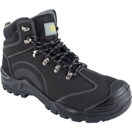 Safety Boots, Size, 9, Black, Leather Upper, Composite Toe Cap