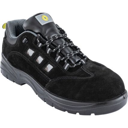 Safety Trainers, Black, Leather Upper, Composite Toe Cap, S1P, Size 9