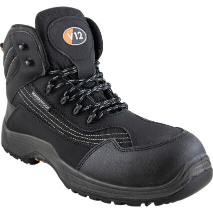 Unisex Safety Boots Size 10, Black, Synthetic, Water Resistant