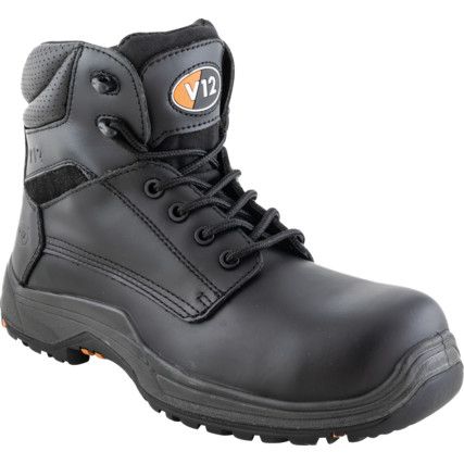 Bison, Unisex Safety Boots Size 10, Black, Leather, Composite Toe Cap
