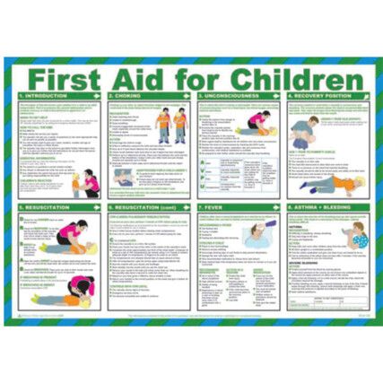FIRST AID FOR CHILDREN SAFETY POSTER LAMINATED (590 X 420MM)