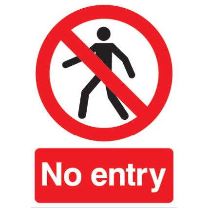 No Entry Rigid PVC Sign 148mm x 210mm