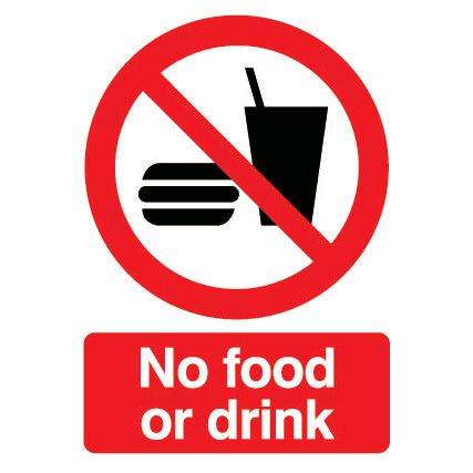 No Food or Drink Rigid PVC Sign 148mm x 210mm