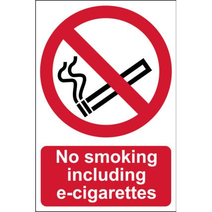No Smoking Including E-Cigarettes Rigid PVC Sign 200mm x 300mm