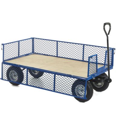 Hand Drawn Truck, 1500mm x 360mm, 500kg Rated Load, Pneumatic Wheels