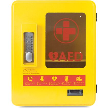 RELIANCE AED WALL CABINET OUTDOOR , HEATED, WITH KEYPAD LOCK