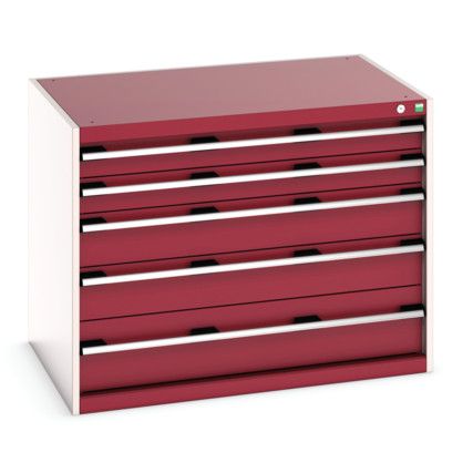 CUBIO CABINET 5 DRAWERS HD WxDxH:1050x750x800mm RED