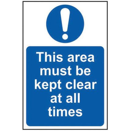 THIS AREA MUST BE KEPT CLEAR ATALL TIMES - RPVC (400 X 600MM)