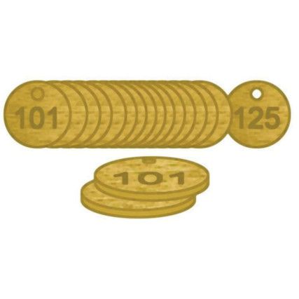 27MM DIA. BRASS FILLED TAGS (101TO 125)