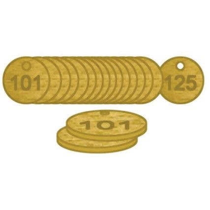 27MM DIA. BRASS FILLED TAGS (126TO 150)