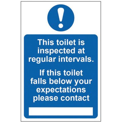 THIS TOILET IS INSPECTED AT REGULAR INTERVALS - PVC (200 X 300MM)
