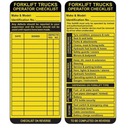 FORKLIFT TAG INSERTS (PK-50)