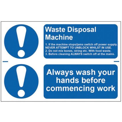 WASTEDISPOSAL MACHINE/ALWAYS WASH HANDS COMME. WORK-PVC(300X200MM)