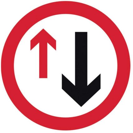 450MM DIA. DIBOND 'GIVE WAY ONCOMING TRAFFIC' ROADSIGN(W CHANNEL)