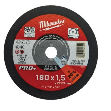 Cutting Disc, 46-Fine/Medium, 180 x 1.5 x 22.23 mm, Type 41, Aluminium Oxide