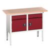 Verso Height Adjustable Storage Bench 1250x600x830-930mm - Light Grey/Red thumbnail-0