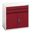 Verso Combination Cupboard 800x550x800mm 2x Drawers - Light Grey/Red thumbnail-0