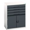 Verso Combination Cupboard 800x550x1000mm 4x Drawers - Light/Anthracite Grey thumbnail-0