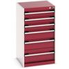 Cubio Drawer Cabinet, 6 Drawers, Light Grey/Red, 900 x 525 x 525mm thumbnail-0