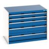 Cubio Drawer Cabinet, 5 Drawers, Blue/Light Grey, 800 x 1050 x 750mm thumbnail-0