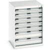 Cubio Drawer Cabinet, 7 Drawers, Light Grey, 900 x 650 x 650mm thumbnail-0