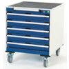 Cubio Mobile Storage Cabinet, 5 Drawers, Blue/Grey, 785 x 650 x 650mm thumbnail-0
