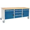Cubio, Storage bench, Blue/Grey, 840mm x 2000mm x 750mm thumbnail-0