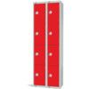 Compartment Locker, 8 Doors, Red, 1800 x 600 x 300mm, Nest of 2 thumbnail-0