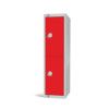 Low Height Locker, 2 Doors, Red, 1370 x 300 x 300mm thumbnail-0