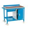 WTS40Y MOBILE WORK BENCH C/W DRAWER & CUPBOARD STEEL TOP thumbnail-0