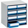 Storage Cabinets, Polypropylene, Grey/Blue, 400x300x395mm, 8 Drawers thumbnail-0
