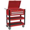 Shelf Trolley, 150kg Rated Load, Fixed Castors/Swivel Castors, 900mm x 440mm x 925mm thumbnail-0