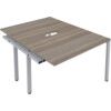 2 Person Double Bench Desk Extension with Cut Out, Silver/Grey Oak, 1200 x 800mm thumbnail-0