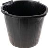 Black Plastic Rigid Bucket, Steel/Plastic Grip Handle, 3 Gallon thumbnail-0