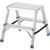 2- Wide Tread, Folding Hop-Up Ladder, 0.45m, Aluminium, Lightweight, Compact, Silver thumbnail-0