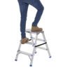 2- Wide Tread, Folding Hop-Up Ladder, 0.45m, Aluminium, Lightweight, Compact, Silver thumbnail-2