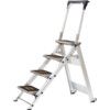 4-Wide Tread, Folding Step Ladder, 0.9m, Aluminium, Large treads, Wheels, Silver thumbnail-0