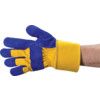 Rigger Gloves, Blue/Yellow, Leather Coating, Cotton Liner, Size One Size thumbnail-0