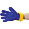 Rigger Gloves, Blue/Yellow, Leather Coating, Cotton Liner, Size One Size thumbnail-1