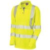 POLLYFIELD ISO20471 CL.2 WOMENS SLEEVED POLO HI-VIS YELLOW (XL) thumbnail-0