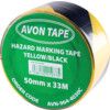 Adhesive Hazard Tape, PVC, Yellow/Black, 50mm x 33m thumbnail-1