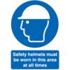 Safety Helmets Must be Worn in this Area Rigid PVC Sign 210mm x 297mm thumbnail-0