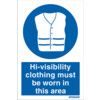 Hi-Visibility Clothing Must be Worn Rigid PVC Sign 210mm x 297mm thumbnail-0