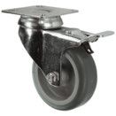 Light Duty Pressed Steel Castors, Rubber Non-Marking Tyred Wheel, Nylon Centre, Plain Bearing thumbnail-1